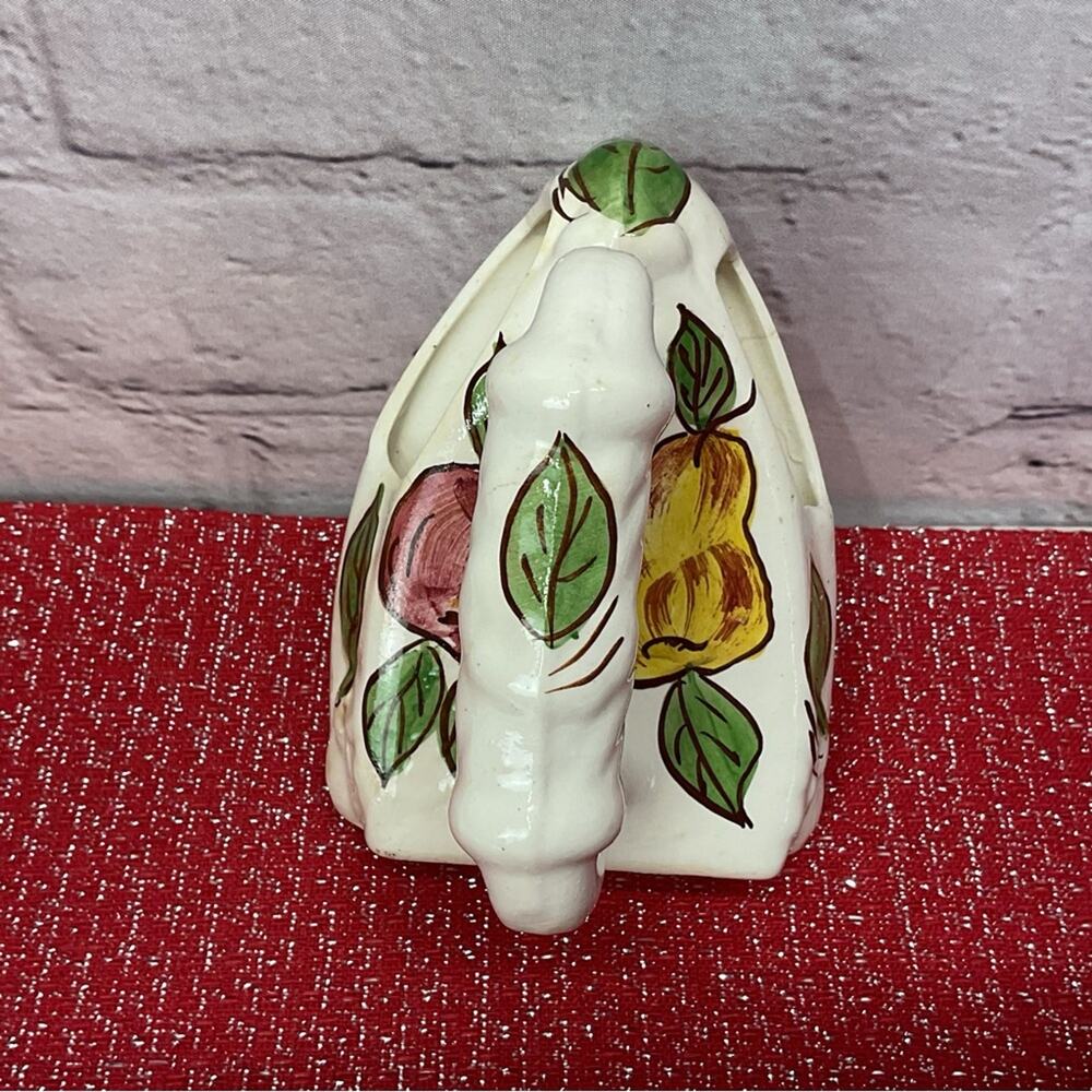 Vintage Cash Family Pottery Iron Wall Pocket Planter Small Fruit Hand Painted